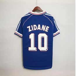 Retro1998 Jerseys de football français Zidane Henry Deschamps Camiseta Francia Futbol Maillot Kits Men Maillots de Football Jersey