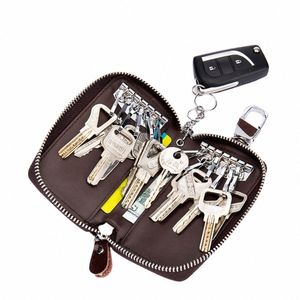 Retrogoo Cuero de vaca genuino Cartera de la llave del coche Fi Titular de la tarjeta Tarjeta de crédito Organizador del ama de llaves Keychina Estuche 12 Bolsa con gancho para llaves F7w5 #