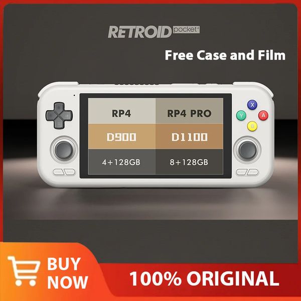 Retroid Pocket 4 Pro Free Case 8G128G Console de jeu portable 4,7 pouces tactile WiFi 6.0 Bluetooth 5.2 5000mAh 3D Hall Sticks 240509