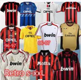 Retros Soccer Jersey AC 06 07 96 97 98 Giroud Milans Maldini Kaka Shevchenko Theo Ronaldo Gattuso Florenzi Tonali Rebic Inzaghi Gullit Koche Football Shirt Maillot