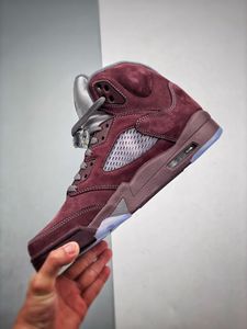 De retour en septembre 2023 Authentique 5s Basketball Chaussures Jumpman 5 V SE Deep Burgundy Light Graphite Metallic Silver Lifestyle Outdoor Sneakers