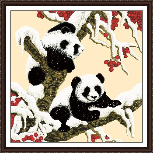 Pinturas decorativas de paisajes de Pandas de Reunión, herramientas artesanales de punto de cruz hechas a mano, juegos de costura con bordado, impresión contada en lienzo DMC 14CT / 11CT