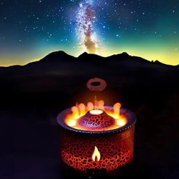 REUP vulkanische vlam aromaverspreider etherische olie 360 ml draagbare luchtbevochtiger met schattige rookring nachtlampje lampgeur 240321