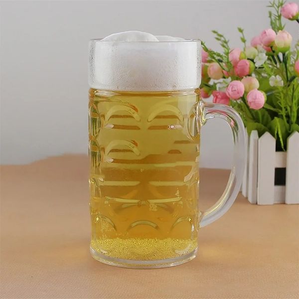 Taza de cerveza de plástico reutilizable de 32 oz 1 litro con manijas de piña Tazas de tazas de desayuno Barkar Barware