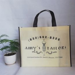 Bolsas de asas personalizadas reutilizables de 500 lotes con mango y adornos de diferentes colores, personalice su diseño Bolsa de mercado no tejida ecológica 220704