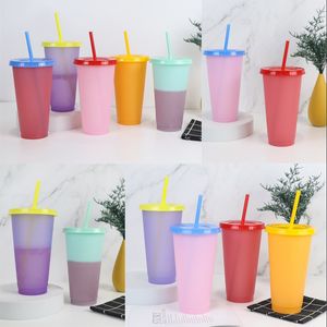 Herbruikbare 700 ml Mokken Kleur Wijzigen Cup 24oz Plastic Kleur Veranderende Cup Koffie Mok Kunststof het Drinken Stro 938 Z2