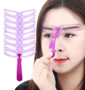 Reusable 8 in1 Eyebrow Shaping Template Helper Eyebrow Stencils Kit Grooming Card Eyebrow Defining Makeup Tools9101485