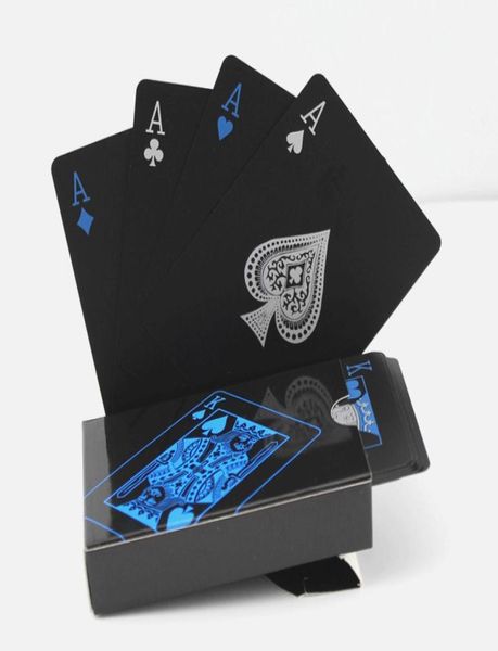 Pokers en plastique noir réutilisables, cartes à jouer de table imperméables, cartes de poker magiques, outil de jeu de fête en famille en plein air, 1 lot, 54 pièces, set3296335