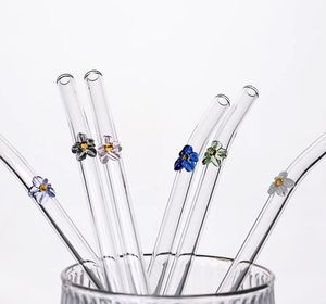 Herbruikbare borosilicaatvlinderpaddestoelglas Rietjes Hoge temperatuurbestendigheid Helder gekleurd gebogen cocktailrietje