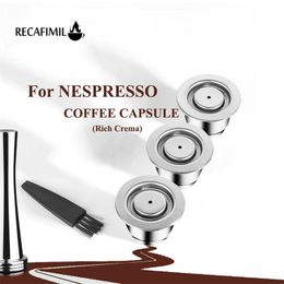 Cápsula reutilizable para cafeteras Nespress Recargables Essenza Mini Pixie Inissa Filtros de café Goteadores en acero inoxidable 210326