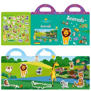 Réutilisable Cartoon Sticker Book Kids plusieurs scénos Diy Puzzle Game Game Enseignement éducatif Toys classiques pour l'âge de l'enfant 2-4 Cadeaux