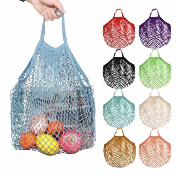 Réutilisable Cott Mesh Bag Shop String Fishnet Net Turtle Sacs Storage Sac à main Tote Toven Tote Tote Environal Protecti P47E #