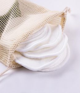 Tampons de coton réutilisables lingettes nettoyantes pour le visage tampons démaquillants ensembles lavables Protection de l'environnement avec sac à linge 1579800