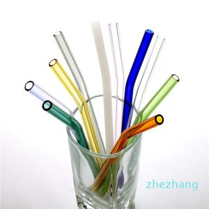 Herbruikbare eco borosilicaat glas drinkstro rietjes helder gekleurde gebogen rechte melk cocktail rietje