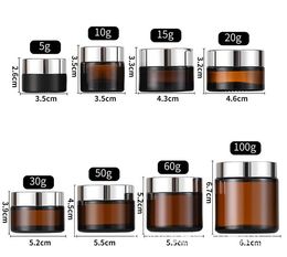 Bouteilles d'emballage cosmétique en verre réutilisable Eco Face Face Bottle Face Face Crème Pottes de crème vides Jars en verre Amber Face Cream Bottle Conteners