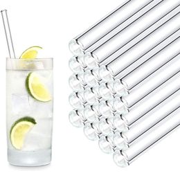 Pajitas de vidrio reutilizables Pajitas para beber respetuosas con el medio ambiente Pajitas de vidrio curvadas rectas para batidos Cóctel al por mayor fy5155