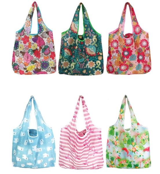 Bolsas de comestibles reutilizables grandes bolsas de compras lavables con bolsas de bolsillo de bolsillo de servicio pesado de nylon.