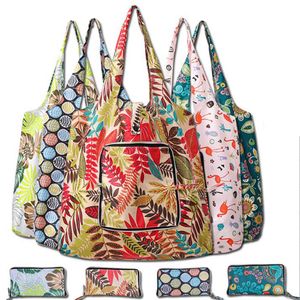 Bolsas de supermercado reutilizables con asas Cremallera Bolso Oxford Bolsas de compras lavables Bolsa de compras impermeable de gran capacidad 14 diseños YG1243