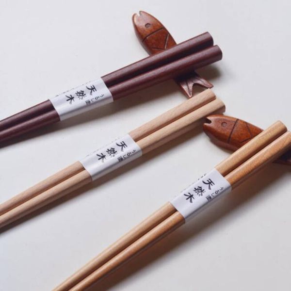 Palillos chinos reutilizables hechos a mano, palillos japoneses de madera Natural de haya, herramientas de comida para Sushi, niños aprenden a usar palillos chinos de 18cm