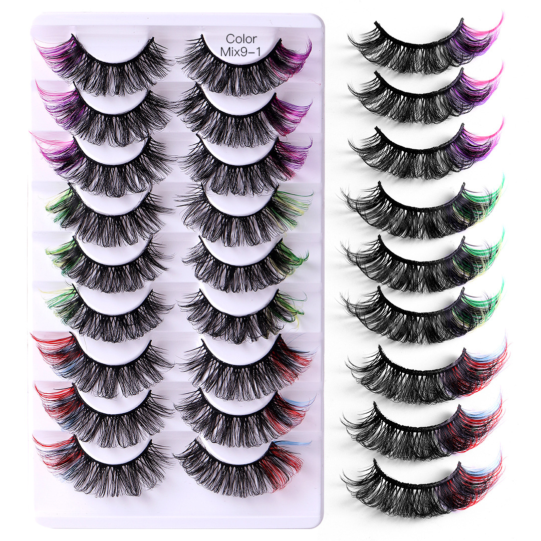 Reusable Handmade Color Eyelashes Curly Crisscross Multilayer Thick 3D Fake Lashes Colordul Naturally Soft & Delicate Full Strip Lash Extensions DHL
