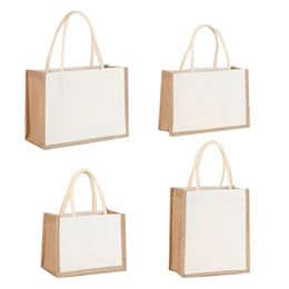 Sacs fourre-tout en toile de jute réutilisables sac à provisions de mode femmes sacs à main de voyage pochette de rangement réutilisable écologique