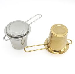 Infusor de té de malla reutilizable Coladores de acero inoxidable Filtro de tetera de hojas sueltas con tapa Tazas Accesorios de cocina SN6799