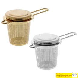 Réutilisable maille thé outil infuseur en acier inoxydable passoire feuilles mobiles théière filtre à épices avec couvercle tasses accessoires de cuisine en gros