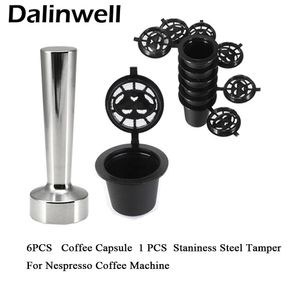 Reutilizable Nespresso Cápsulas de café Taza Stainess Steel Coffee Tamper Recargable Cápsula de café Filtro de relleno Coffeeware Regalo T200227