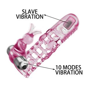 Agrandissement du pénis réutilisable Double vibrateur Dick Extension Sleeve Cock Retard Ejaculation Sex Toys pour hommes Intimate Goods Q0320