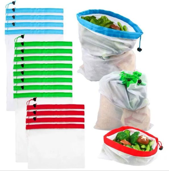 Sacs de courses réutilisables en maille écologique, pochette de rangement pour jouets, légumes, fruits, fourre-tout à main, sac de rangement environnemental pour la maison