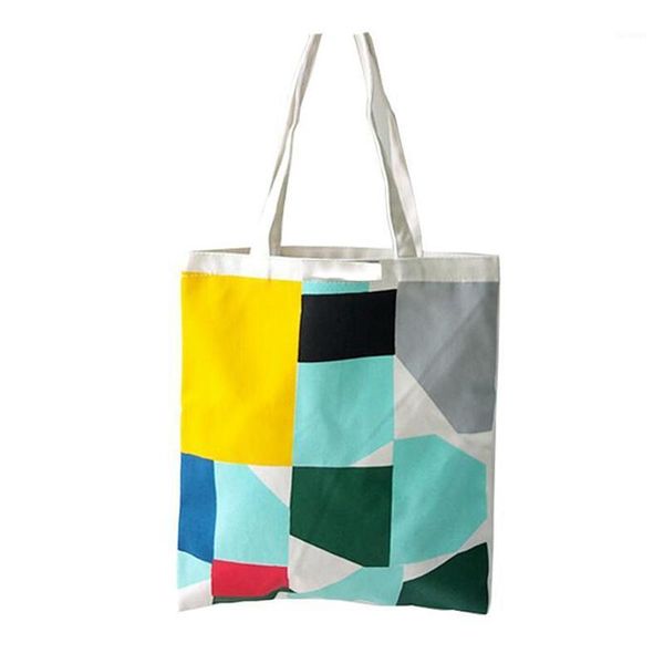 Sac à main réutilisable Shopping Ladies Canvas Tote Bag Casual Print Beach Bags Eco-Folding Storage