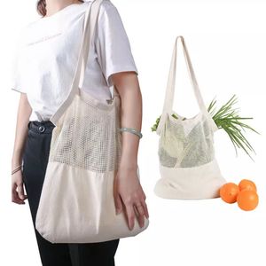 Herbruikbare Winkelen Mesh Bag String Grocery Shopper Katoen Tote Geweven Net Shoulder ShoppingBag Wll560