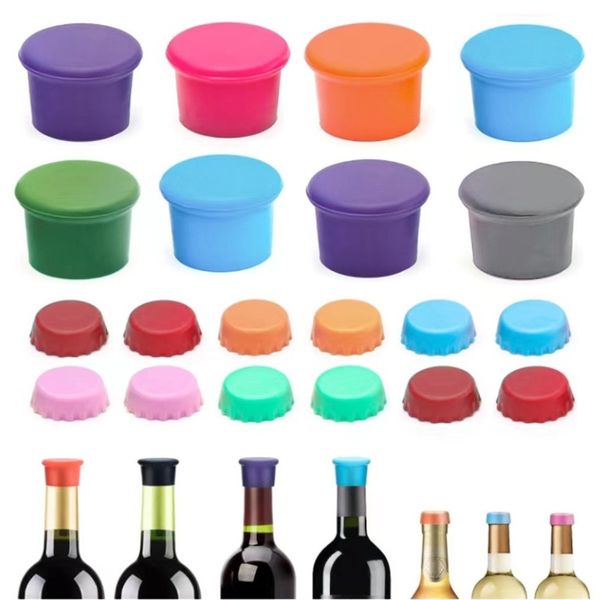 Outils de bar en silicone réutilisables Bouteille de vin rouge Candon Couvre à vin coloré Bottle Bottes de bière scellé Stoppers T9I002621