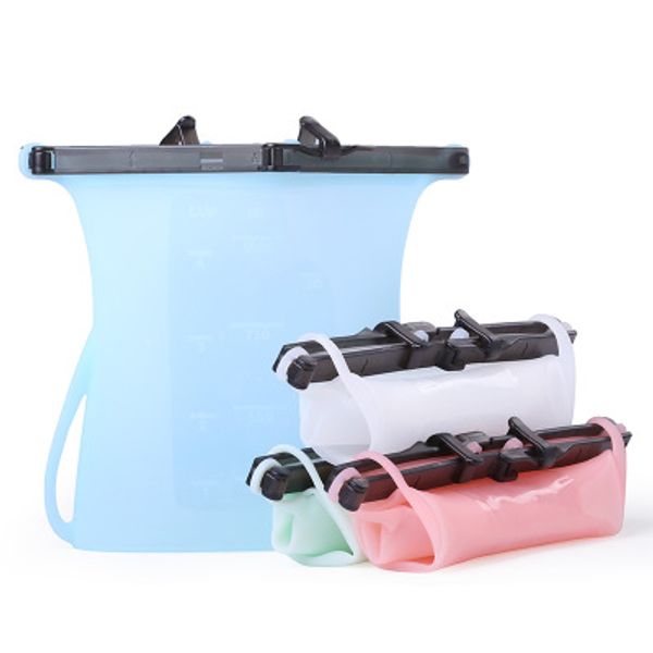 Réutilisable Silicone alimentaire frais conteneurs sacs scellé stockage réfrigérateur sac fruits viande lait cuisine outils DLH177