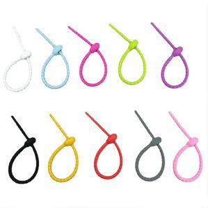 Réutilisable Silicone Strapping Tape Cable Tie Strap Cordon Organisateur Keeper Holder pour Casque Téléphones Fil