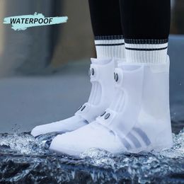 Les chaussures Rian imperméables en silicone réutilisables couvrent une chaussure à bouton long bouton à bouton long résistant à la botte de pluie en caoutchouc durable 240130