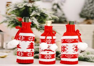 Herbruikbare sneeuwvlok hertenboom fleszak gebreide handgemaakte wijnfleshoezen kerstcadeauzakken kersttafel dinerdecoraties6710131