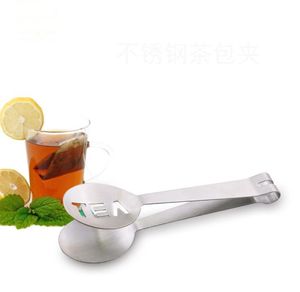 Pince à sachets de thé réutilisables en acier inoxydable, presse-agrumes, support de passoire, cuillère en métal, Mini pince à sucre, passoire à feuilles de thé SN2081