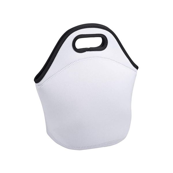 Blancs de sublimation réutilisables Sac à lunch isotherme en néoprène Durable Imperméable Lavable Fourre-tout Sacs de pique-nique Boîte de transport Sacs à main avec fermeture à glissière pour adultes et enfants