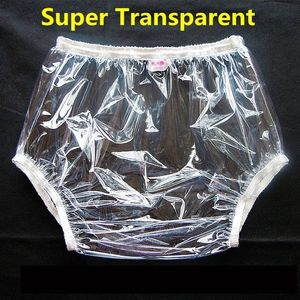 Couche en PVC imperméable réutilisable adulte grande taille manteau en TPU pantalon d'incontinence imperméable à l'eau couche en plastique super transparent ABDL 201117