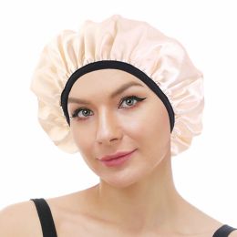 Bouchage de douche étanche réutilisable Femmes de douche en satin Bonnet Chapeau de bain élastique Double couche épaisse Capeur de tête de douche