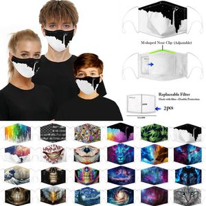 Herbruikbare vrouwen mannen kinderen 3d plezier beschermende mond gezicht masker mark stoffen facemask wasbare hiphop party magic dhl gratis schip