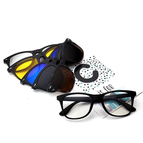 Reven Jate 2208 Vision nocturne polarisée Sunshades TR-90 Plastic Super Luries Fixe avec des lunettes de soleil Polarize Magnetic Clips 240401