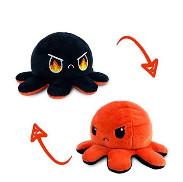 Reversible Angry Red + Rage Black Octopus Peluche Animal de peluche Squishpillow