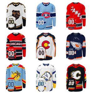 Omgekeerd 2023 retro aangepaste hockey jerseys eenden coyotes canadiens vlammen Bruins Hurricanes Blackhawks Avalanche Stars Oilers Sabres Canucks s