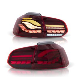 Feu arrière antibrouillard pour Volkswagen Golf 6 2010 – 2014, feu arrière de voiture LED, échelle Dragon, clignotant, assemblage de feu arrière