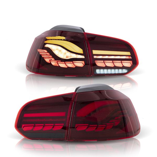 Luz antiniebla de luz de marcha atrás para Volkswagen Golf 6 2010-2014 luz trasera de coche LED escala de dragón montaje de luz trasera de señal de giro