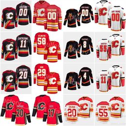 Reverse Retro Calgary Hockey''Nhl''Flames 8 Christopher Tanev Jersey 17 Milan Lucic 29 Dillon Dube 58 Oliver Kylington 20 Blake Coleman 4