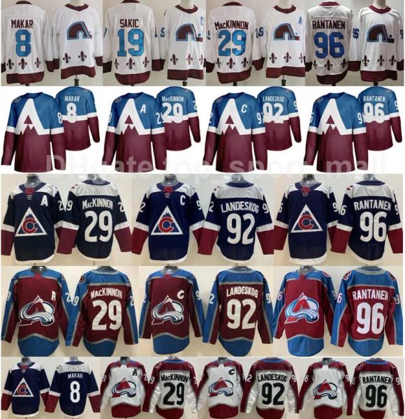 Maillot rétro inversé Colorado Avalanche Hockey sur glace 8 Cale Makar 29 Nathan Kinnon 92 Gabriel Landeskog 96 Mikko Rantanen 19 Joe Sakic Hommes