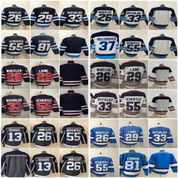 Reverse Retro Hockey Jerseys Grijs 81 Kyle Connor 55 Mark Scheifele 26 Blake Wheeler 33 Dustin Byfuglien Heritage Classic Jersey